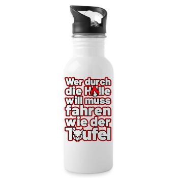 fahren wie der Teufel - Trinkflasche mit integriertem Trinkhalm - Weiß - Rechts