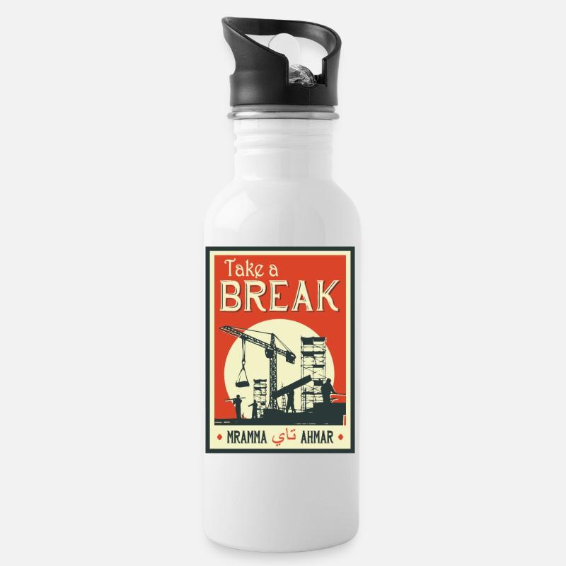 MACHEN SIE EINE PAUSE UND TRINKEN SIE EINEN TEE - Trinkflasche mit integriertem Trinkhalm - Weiß
