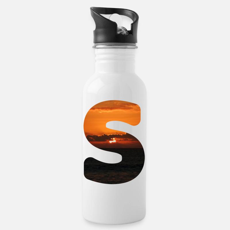 Sommer Buchstabe S Schriftzug Sommerferien Sonne - Trinkflasche mit integriertem Trinkhalm - Weiß
