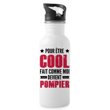 jee suis pompier / humour pompier - Gourde avec paille intégrée - blanc - Droite