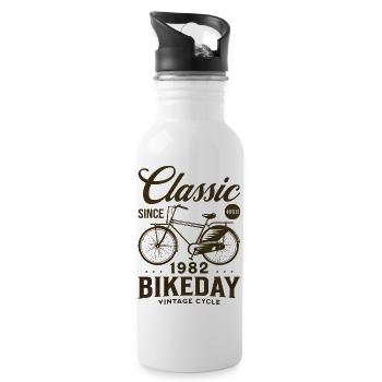 Cyclist 1982 Bike 40 years anniversary - Water bottle with straw - white - Right