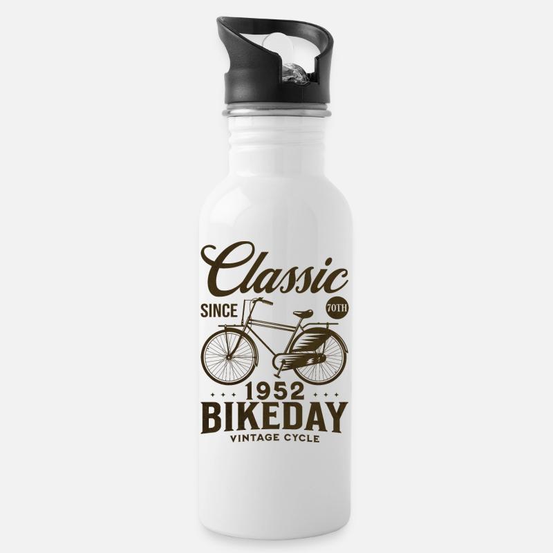 Cycliste 1952 Vélo 70 Ans Anniversaire - Gourde avec paille intégrée - blanc