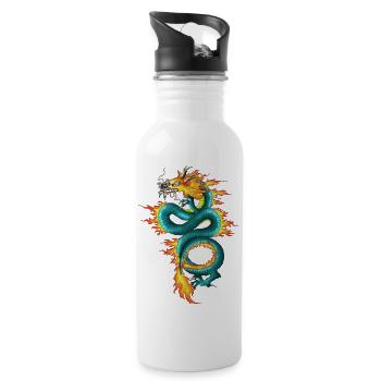 Chinese Dragon Long with Fire Scale - Water bottle with straw - white - Right