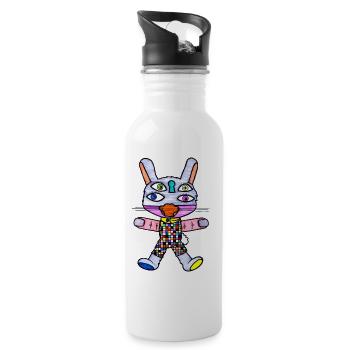 Katzenhase - Trinkflasche mit integriertem Trinkhalm - Weiß - Rechts