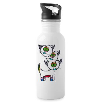 Drei Katzen - Trinkflasche mit integriertem Trinkhalm - Weiß - Rechts
