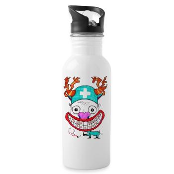 Doktor - Trinkflasche mit integriertem Trinkhalm - Weiß - Rechts
