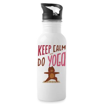 Ruhe bewahren und Yoga machen - Ours - Trinkflasche mit integriertem Trinkhalm - Weiß - Rechts