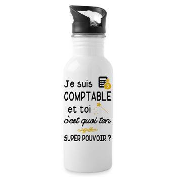 je suis comptable / cadeau humour comptable - Gourde avec paille intégrée - blanc - Droite