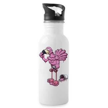 Dinde Déguisée en flamant rose - Gourde avec paille intégrée - blanc - Droite