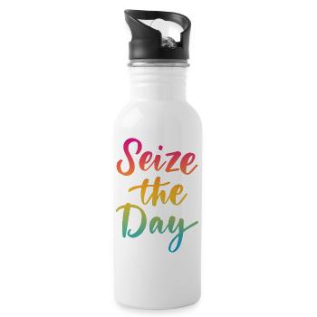 Seize The Day - Water bottle with straw - white - Right