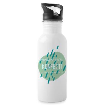 Regentropfen sind nur Konfetti... - Trinkflasche mit integriertem Trinkhalm - Weiß - Rechts