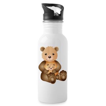 Maman ours avec une petite progéniture d’ours sucrée - Gourde avec paille intégrée - blanc - Droite