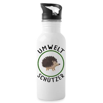 Natur Igel Umeltschützer Naturschutz Igelexperte - Trinkflasche mit integriertem Trinkhalm - Weiß - Rechts