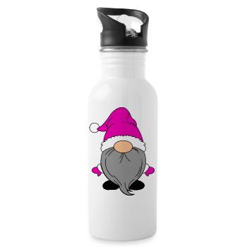 Kleiner Weihnachtsmann Pink - Trinkflasche mit integriertem Trinkhalm - Weiß - Rechts