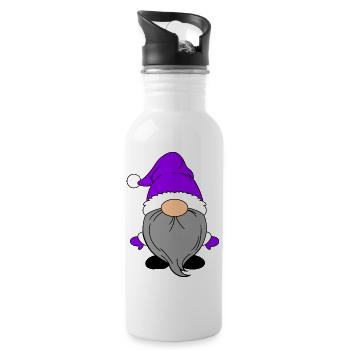 Kleiner Weihnachtsmann Lila - Trinkflasche mit integriertem Trinkhalm - Weiß - Rechts