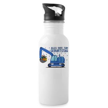 Bagger Kinder 11. Geburtstag Alles Gute Blau - Trinkflasche mit integriertem Trinkhalm - Weiß - Rechts