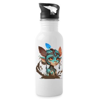 Blaue Maske der Waldgeister – Avatar - Trinkflasche mit integriertem Trinkhalm - Weiß - Rechts