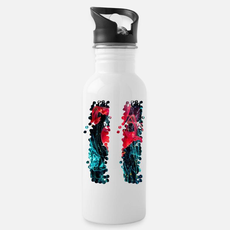 Retro Style - Trinkflasche mit integriertem Trinkhalm - Weiß