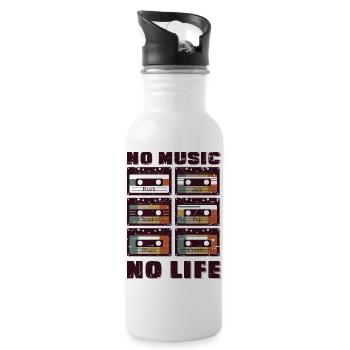 Rock, Jazz, Classic, Pop, Country Cassettes - Water bottle with straw - white - Right