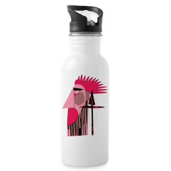 Futuristic retro punk - Water bottle with straw - white - Right