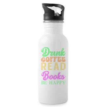 Read coffee books - Water bottle with straw - white - Right