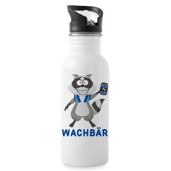Wachbär Techno Design für Raver zum Feiern im Club - Trinkflasche mit integriertem Trinkhalm - Weiß - Rechts