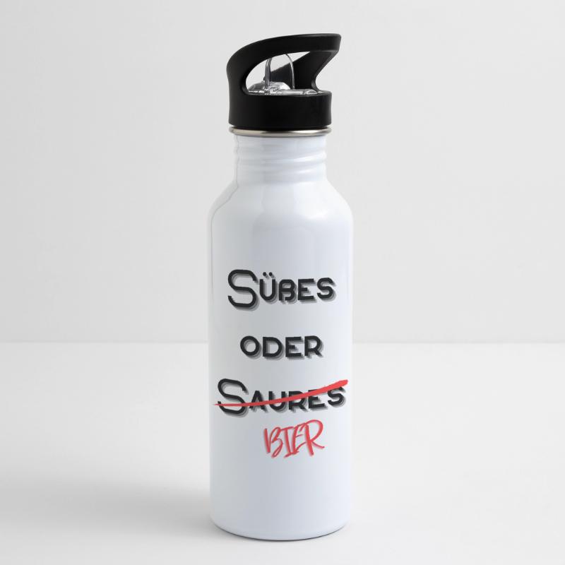 Süßes oder Saures Bier Trinkflasche mit integriertem Trinkhalm