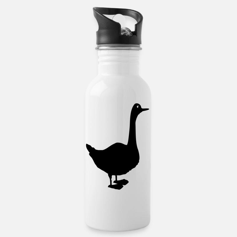 gans - Trinkflasche mit integriertem Trinkhalm - Weiß