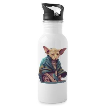 Sphinx Katze mit Umhang - Trinkflasche mit integriertem Trinkhalm - Weiß - Rechts