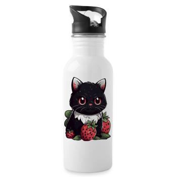 Ragamuffin Fraise Cat Cadeau - Gourde avec paille intégrée - blanc - Droite