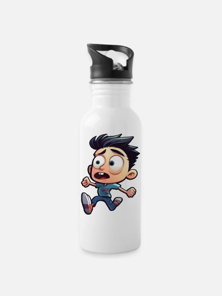 Fantastical Figures - Water bottle with straw - white