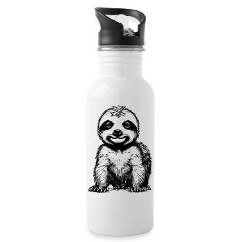 Sloth Fatigue Sloth Drawing Sloths - Water bottle with straw - white - Right