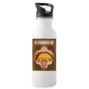 Taco Tortilla Mais Mexiko Essen I Geschenk - Trinkflasche mit integriertem Trinkhalm - Weiß - Rechts