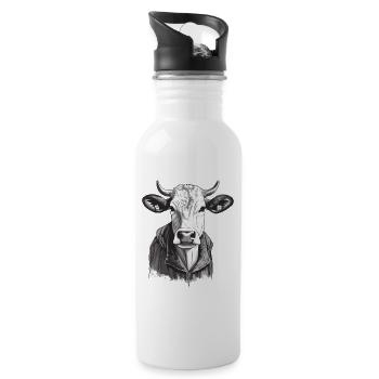 Cow head - Water bottle with straw - white - Right