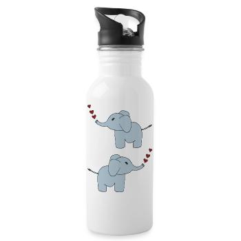 elefanten doppelt - Trinkflasche mit integriertem Trinkhalm - Weiß - Rechts