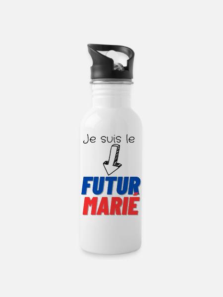 EVG futur marié. Enterrement vie célibataire - Gourde avec paille intégrée - blanc