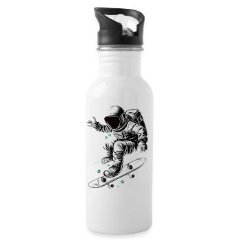 Skater Astronaut - Trinkflasche mit integriertem Trinkhalm - Weiß - Rechts