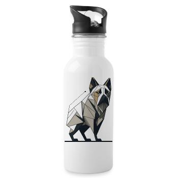 Geometric Bulldog - Water bottle with straw - white - Right