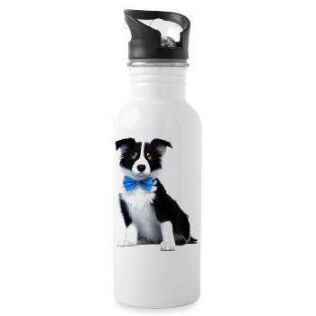 Propriétaires de chiens Border Collie Chiens Amoureux des chiens - Gourde avec paille intégrée - blanc - Droite