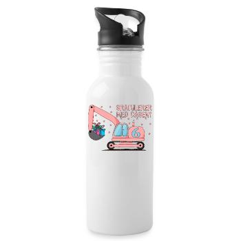 6-årsdag gravemaskin gratulerer med dagen - Trinkflasche mit integriertem Trinkhalm - Weiß - Rechts
