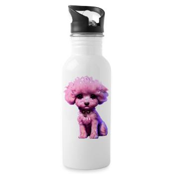 Chien Amour Caniche Chiot Chien Chiot Caniche Propriétaire de chien - Gourde avec paille intégrée - blanc - Droite