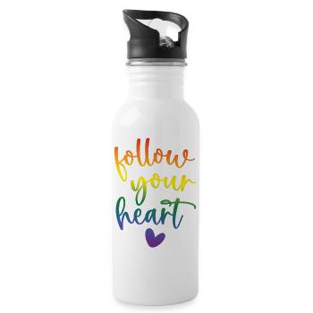 Pride Month - Follow Your Heart - Water bottle with straw - white - Right