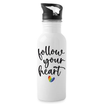 Pride Month - Follow Your Heart - Water bottle with straw - white - Right