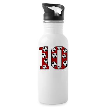 10th Birthday Football Red - Water bottle with straw - white - Right