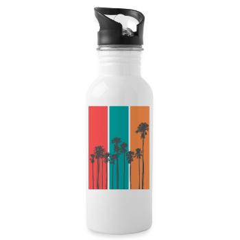 Palmen Sommerstrand - Trinkflasche mit integriertem Trinkhalm - Weiß - Rechts