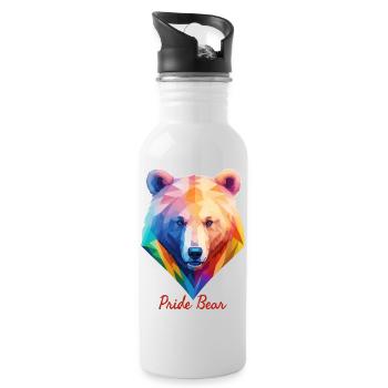 Stolzer Bär - Trinkflasche mit integriertem Trinkhalm - Weiß - Rechts