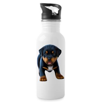 Rottweiler Puppy Dogs Rottweiler Puppy Dog - Gourde avec paille intégrée - blanc - Droite