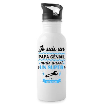 papa génial mécano, cadeau fête des pères - Gourde avec paille intégrée - blanc - Droite