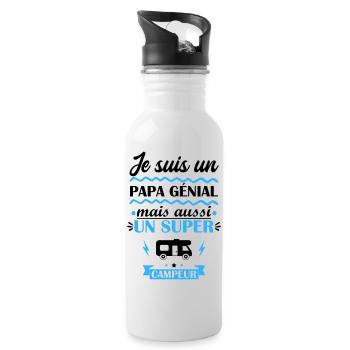 papa génial campeur, cadeau fête des pères - Gourde avec paille intégrée - blanc - Droite