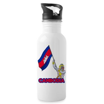 Cambodge guerrier Khmer épée drapeau I cadeau - Gourde avec paille intégrée - blanc - Droite